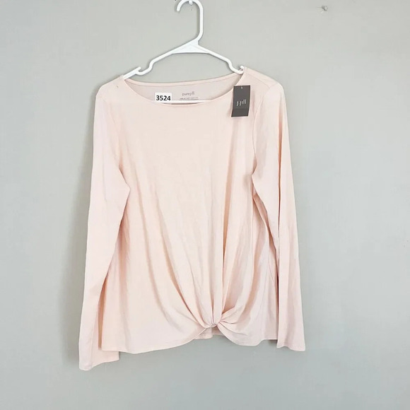 Pure Jill Womens Peach Parfait Blouse Medium Soft Knot Top Long Sleeve NWT - Picture 6 of 11